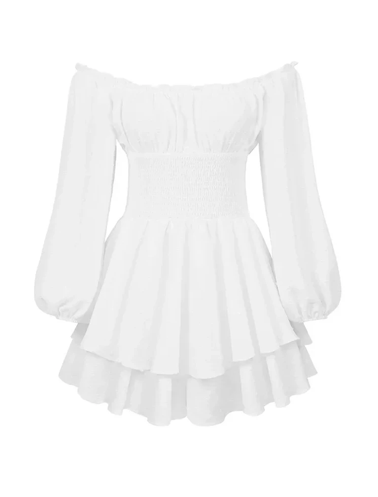 

Женский свободный комбинезон с пышными рукавами и квадратным вырезом, короткий комбинезон с рюшами, весна-осень, повседневное платье