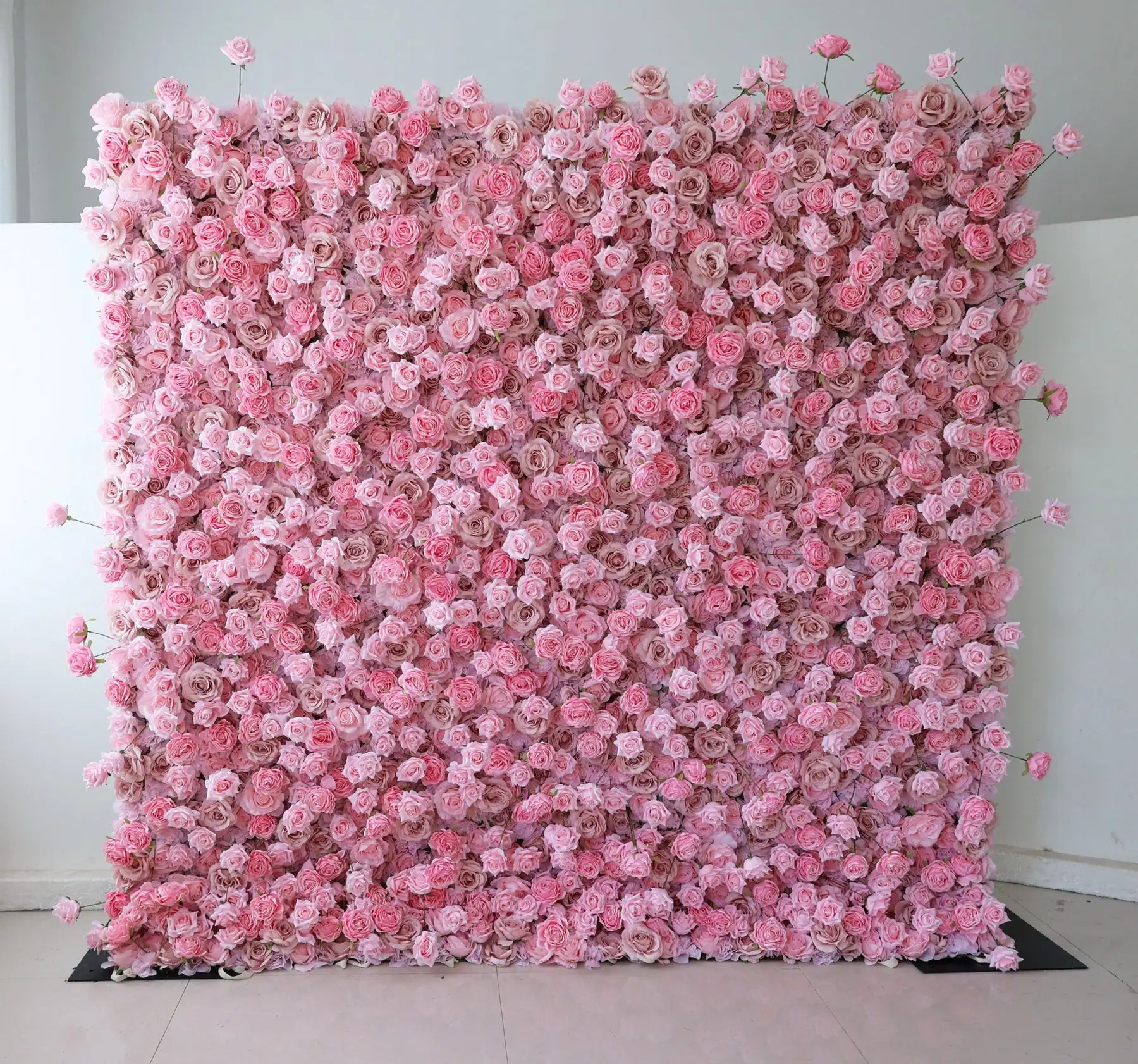 

5D Romantic Pink Rose Gradient Cloth Curtain Flower Wall Wedding Backdrop Decor Fabric Milan Turf Plants Wall Party Prop