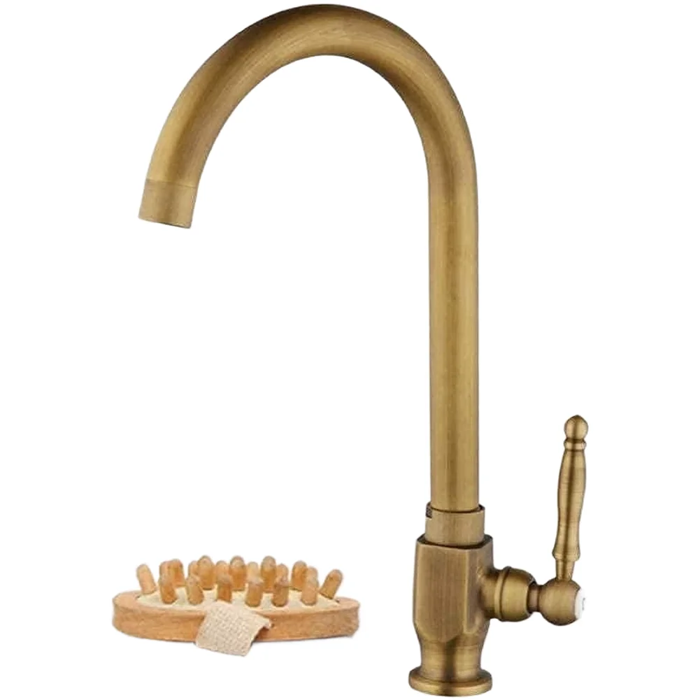 

Antique Outdoor Tap Copper Basin Faucet Vertical Installation 360-degree Rotation Single Cold Water Flow Outdoor Faucet