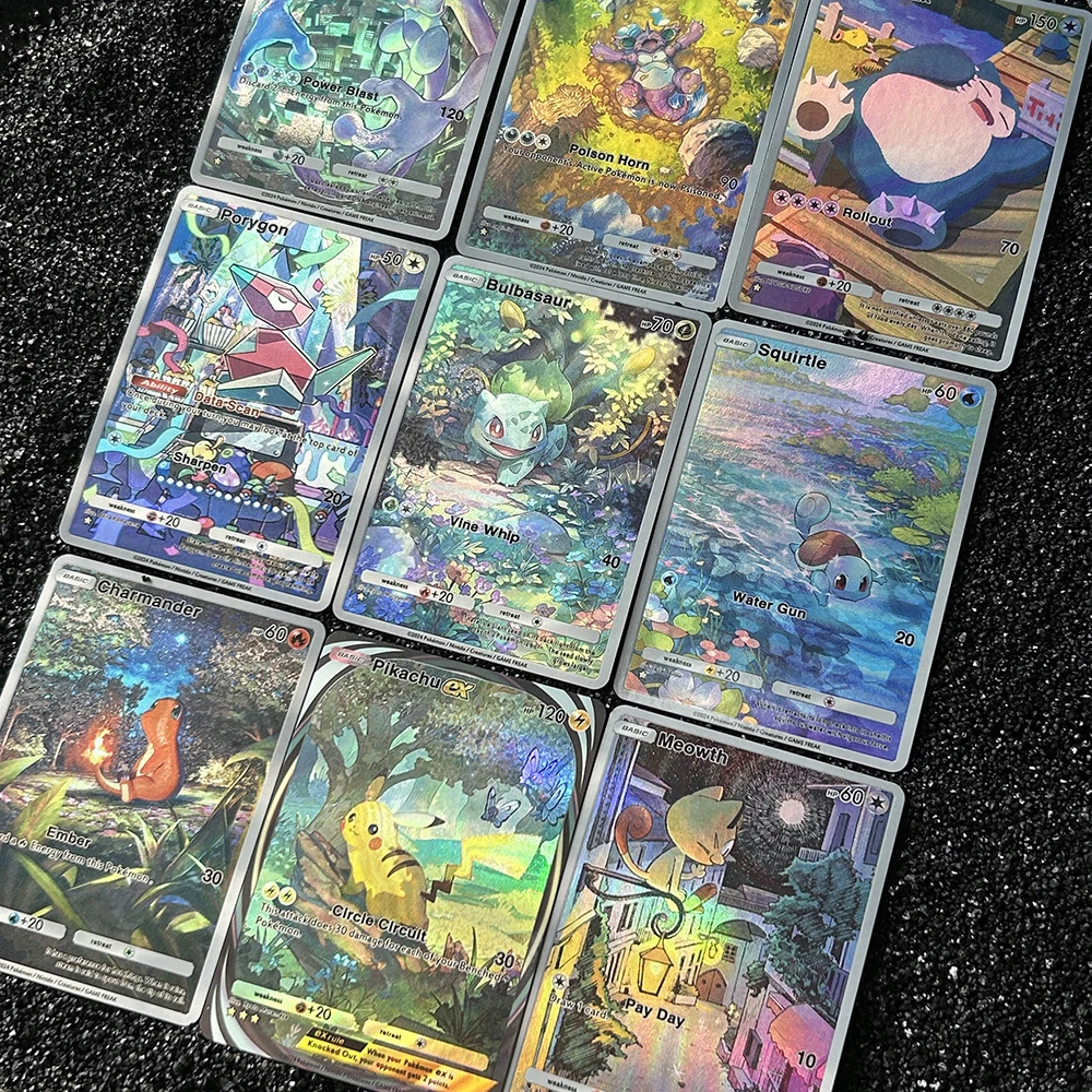 9 шт. Diy PTCG Gengar коллекционная карта Mewtwo Bulbasaur цветные флэш-карты самодельная классическая игра аниме боевые карты подарки