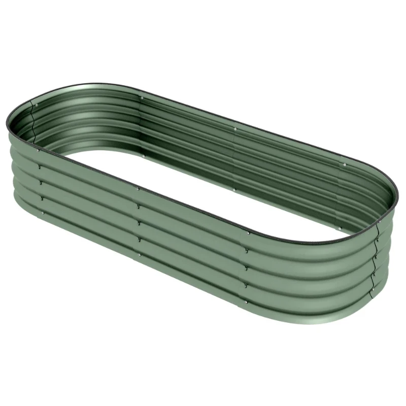 Galvanized large flowerpot kit, metal elevated garden bed with safety frame