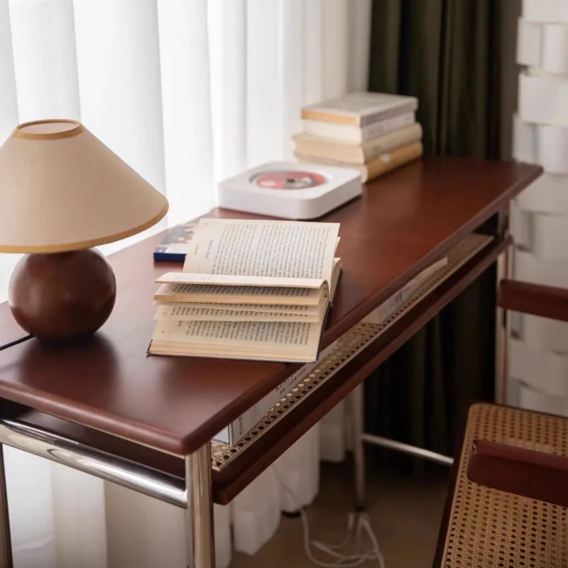 Mittelalterlicher Schreibtisch aus massivem Holz, Retro-Computertisch für Zuhause, Büro, Studentenschreibtisch, Arbeitszimmer, schmaler Schreibtisch