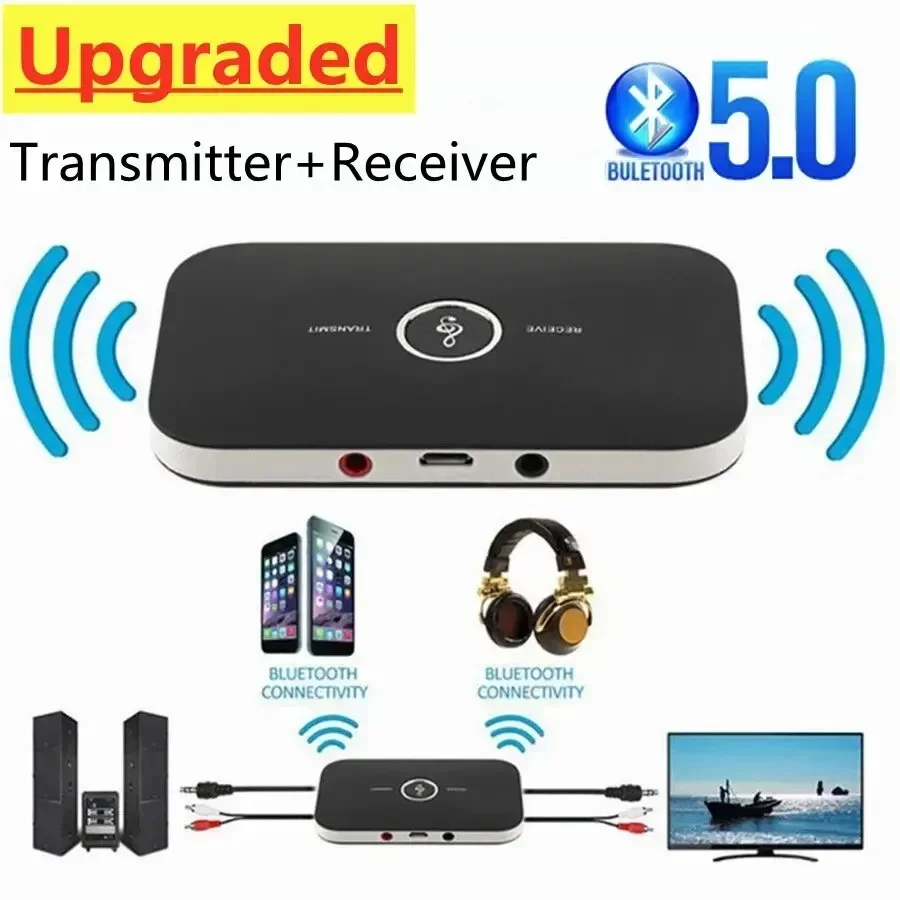 Upgraded Bluetooth 5.0 Audio Transmitter Receiver RCA 3.5mm AUX Jack USB Dongle Music Wireless Adapter For Car PC TV Headphones