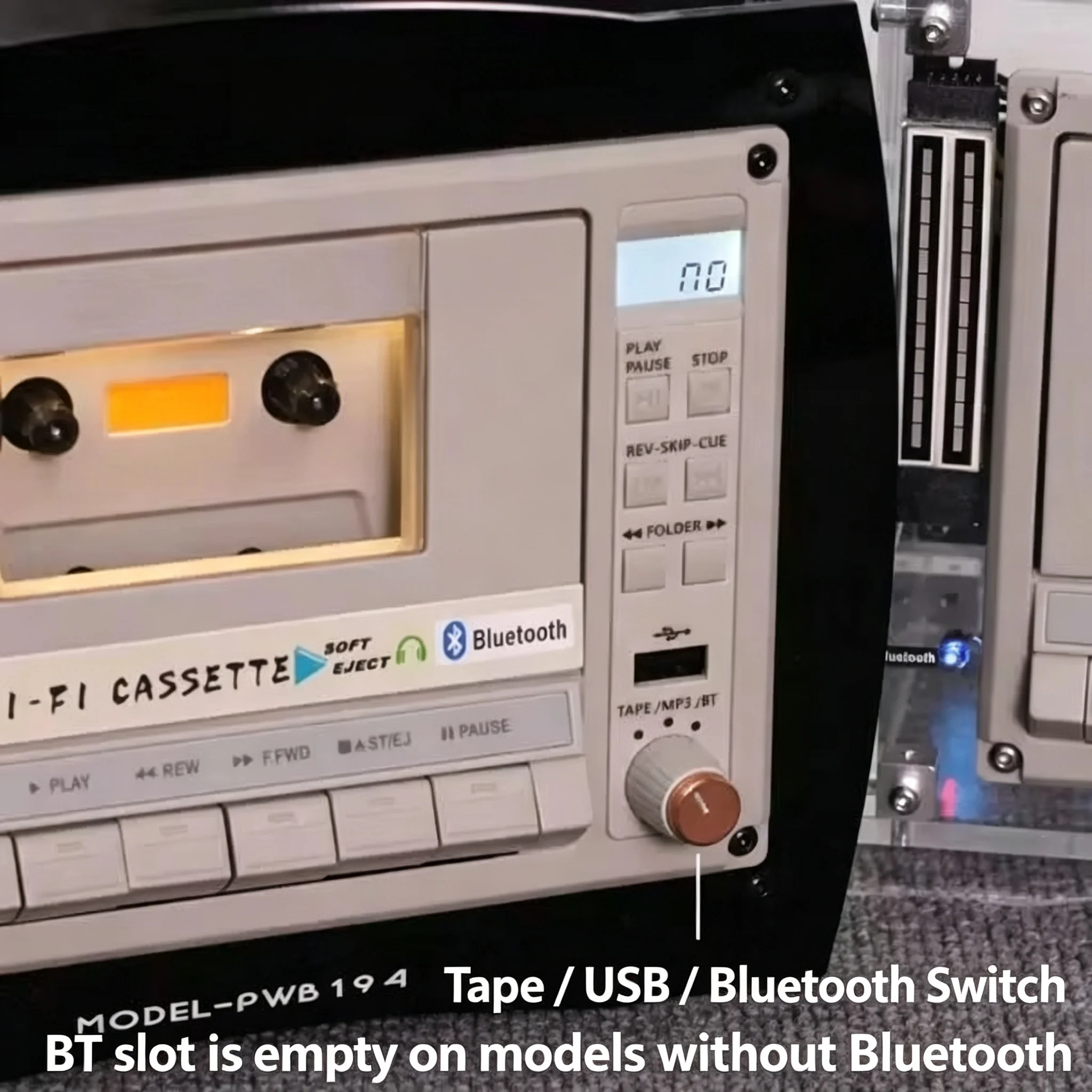 Vintage Desktop Cassette Recorder Player with Built-in Small Speaker Home Audio