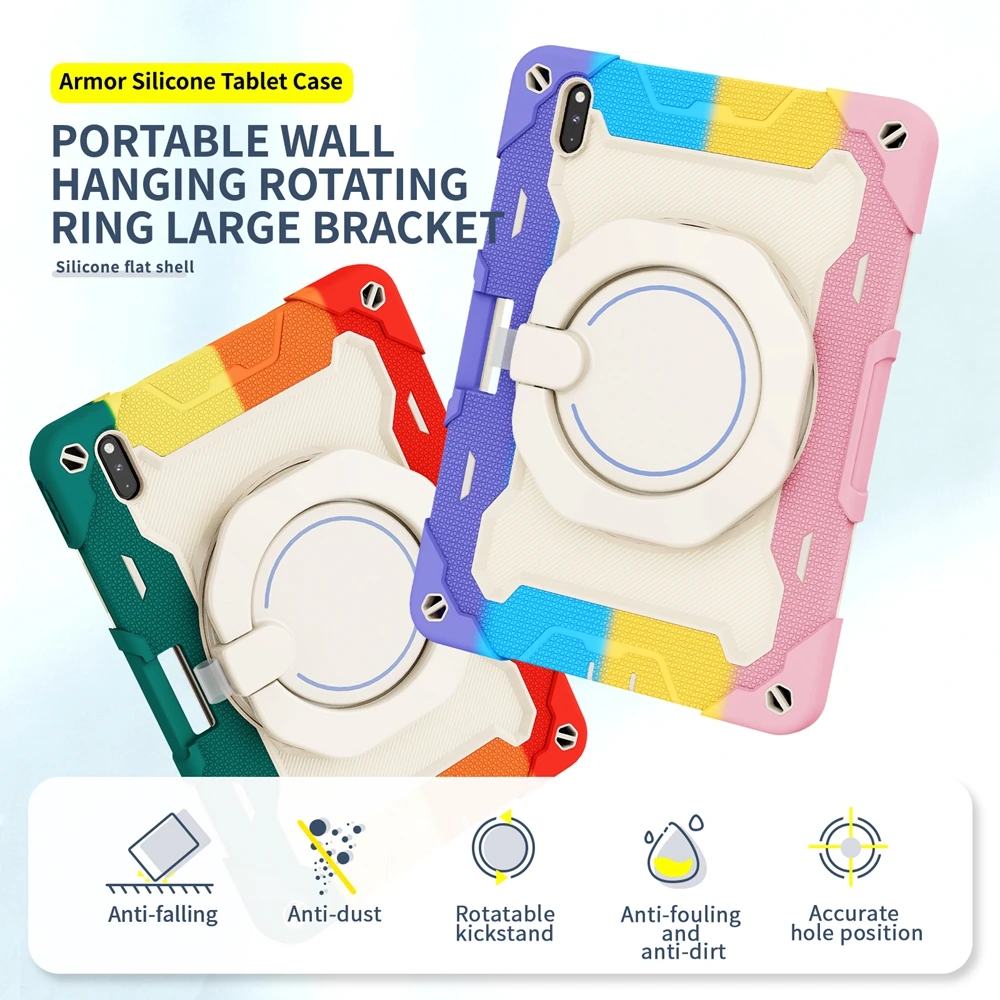 

For Huawei MatePad Pro 10.8 inch 2019 2021 MRR-W29 MRX-W09 Case Kids Safe PC Silicon Shockproof Pull Ring Stand Tablet Cover