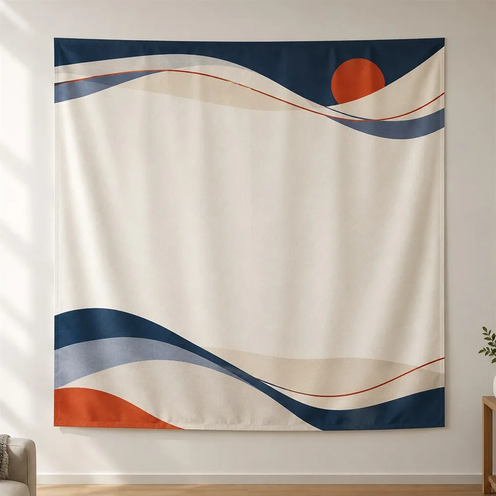 VIKAMA Organic Curves Twin Bands Modern Tapestry Wall Hanging, Aesthetic Modern Room Decor Tapestries for Living Room Bedroom