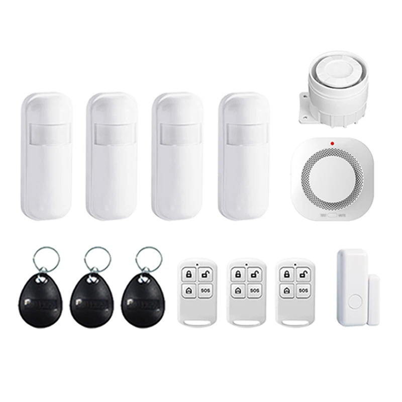 ACJ 433MHZ EV1527 Code Alarm Panel Accessories PIR Sensor Remote Control Smoke Detector Support DIY Amount For PG103 108 107