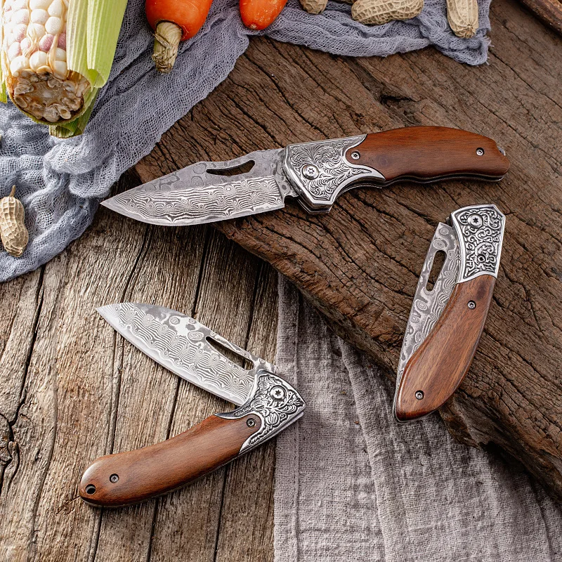 Damascus Steel Kitchen Folding Multi Purpose Knife Fruit Knife Handle Meat Knife Beef and Mutton Peeling Knives