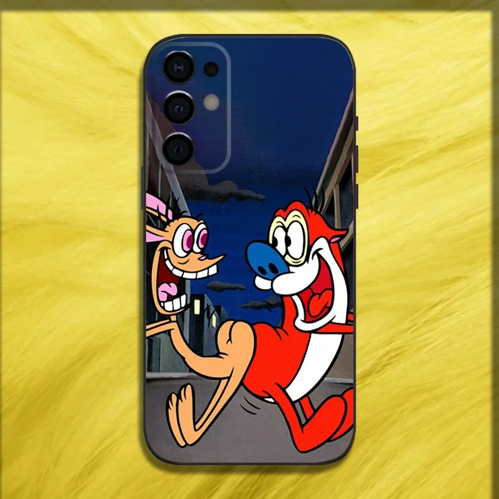 R-Ren Show S-Stimpy Phone Case For Samsung S24,S21,S22,S23,S30,Ultra,S20,Plus,Fe,Lite,Note,10,9,5G Black Soft Cover