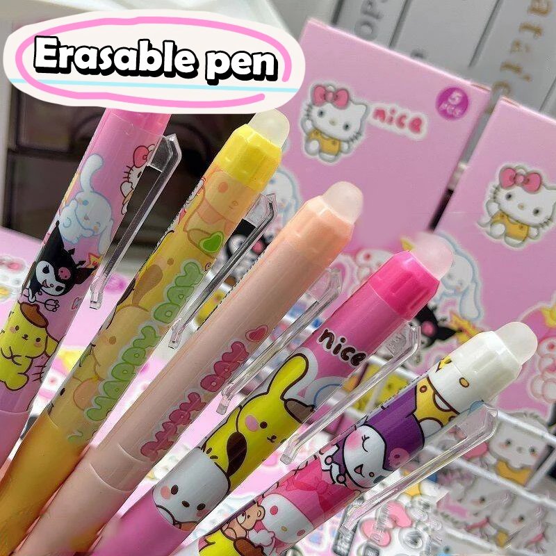 4/5 قطعة سانريو الحرارية قابل للمسح قلم محايد اللون قابل للمسح قلم محايد اللون الكتابة السلس أقلام اللوازم المكتبية طالب القرطاسية