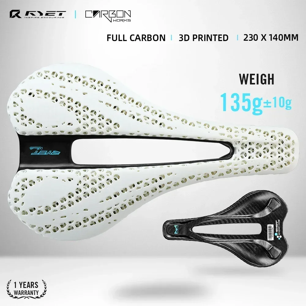 

RYET Full Carbon Bicycle Saddle 3D Printed Saddle Ultralight Hollow Breathable Comfortable Mountain MTB Road Bike Cycling Seats