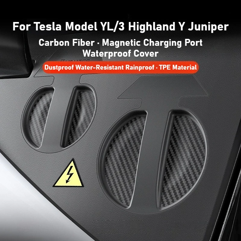 

For Tesla Model YL/3 Highland Y Juniper 2023-2026 Charging Port Protective Cover Silicone Waterproof Dustproof Anti-Rain