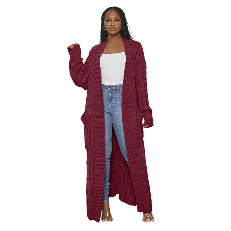 Fashion Women Sweaters 2023 Autumn Winter Solid Knitted Cardigan Loose Long Coat Top Oversized Cardigan Womens Clothing