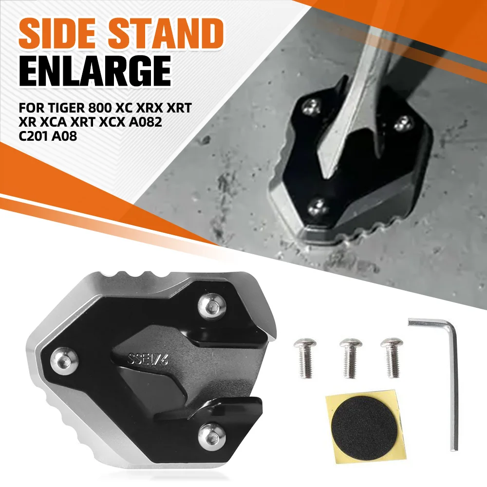

FOR Tiger 800 XC XRx XRt XR XCa XRt XCx A082 C201 A08 Motorcycle Kickstand Extension Foot Enlarger Side Pad Stand Support Plate