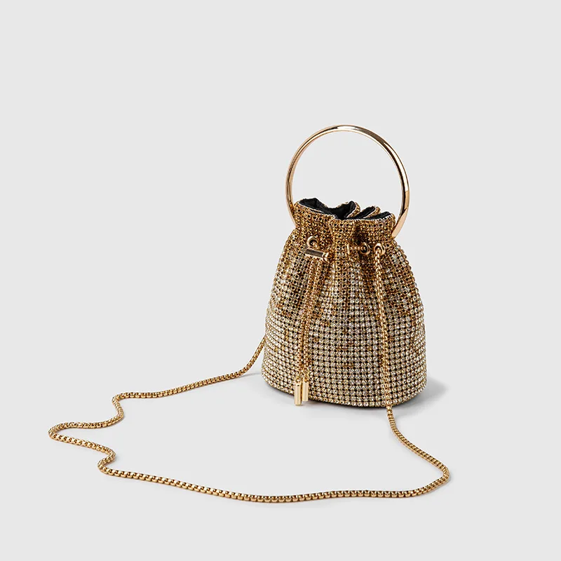 Full Diamond Bags Women 2023 New Diamond Inlaid Bucket Bag Diamond Chain Bag Handheld Messenger Bag Bags For Women Soft Surface