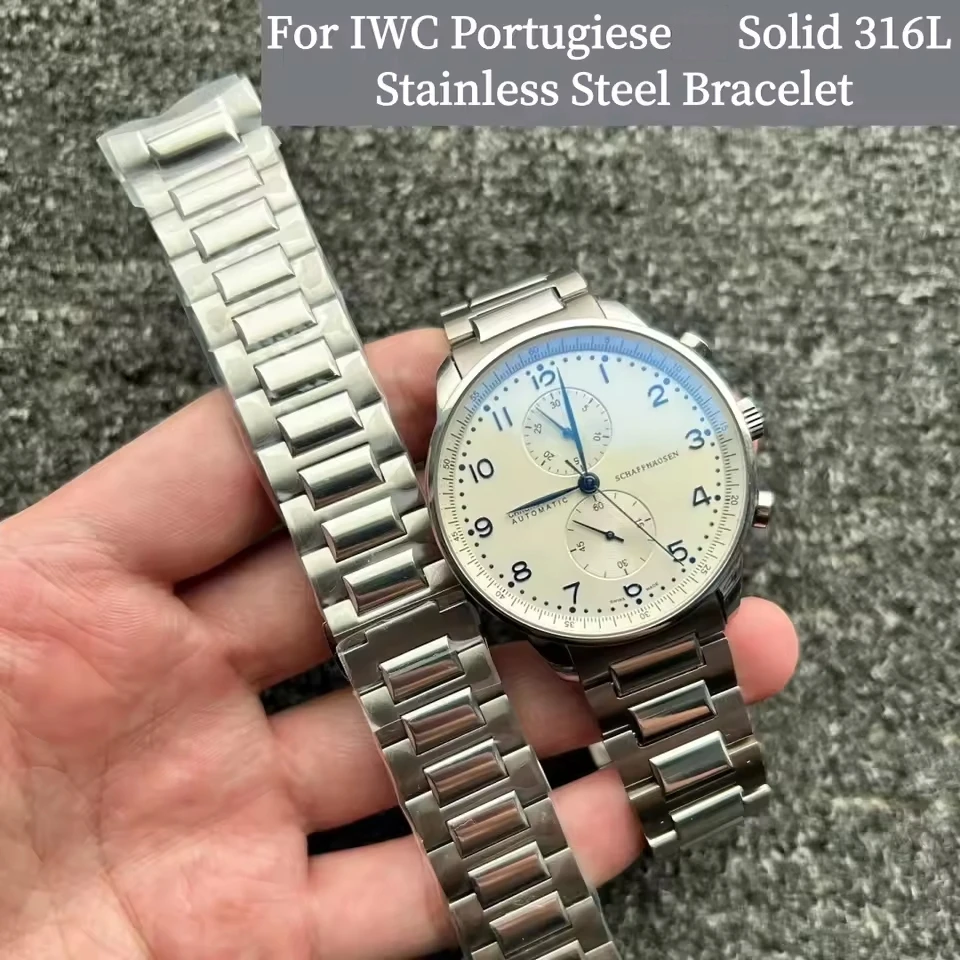 20 мм для IWC Portuguese, оригинальное качество, прочный браслет из нержавеющей стали 316 с изогнутыми концами, идеально подходящий ремешок для часов.