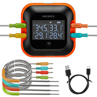 INKBIRD IBT-24S BBQ Meat Grill Thermometer With 4 Color Probes Large Backlit LCD Digital Thermometer With Smart App Monitor