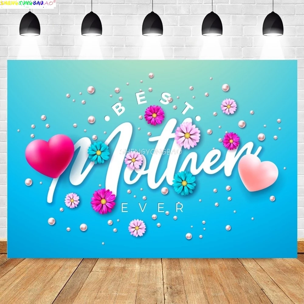 Happy Mother's Day Background Peony Balloons Floral Love Heart Best Mom Party Decor Photography Backdrop Studio Prop MD-06