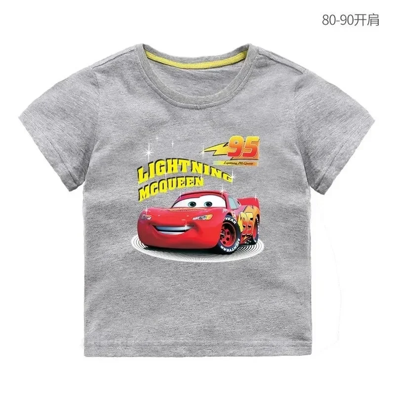 Disney Cartoon koszulka dziecięca błyskawica McQueen bawełniana modna koszula letnie chłopięce dziewczęce ubrania z krótkim rękawem Casual dziecięce na co dzień