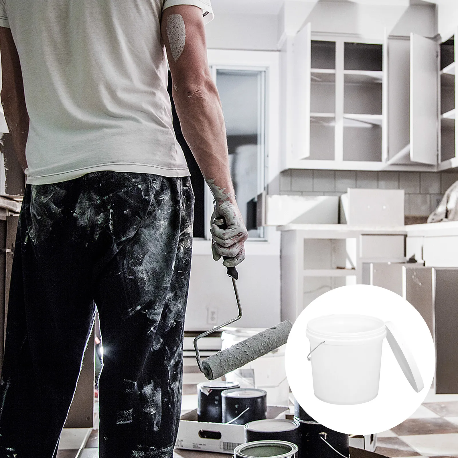 

1 шт. Цельнолитое портативное пластиковое ведро для воды с удобной устойчивой ручкой, большой емкости, для ежедневного использования в быту