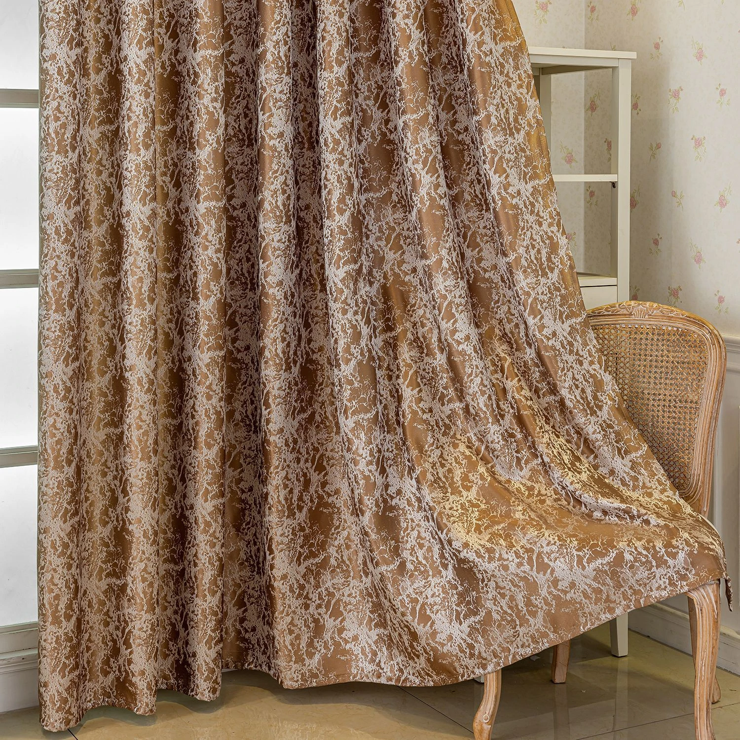 1pc Tree Bark Pattern Jacquard Curtain, Modern Minimalist Blackout Curtain, Style, Single Piece Curtains