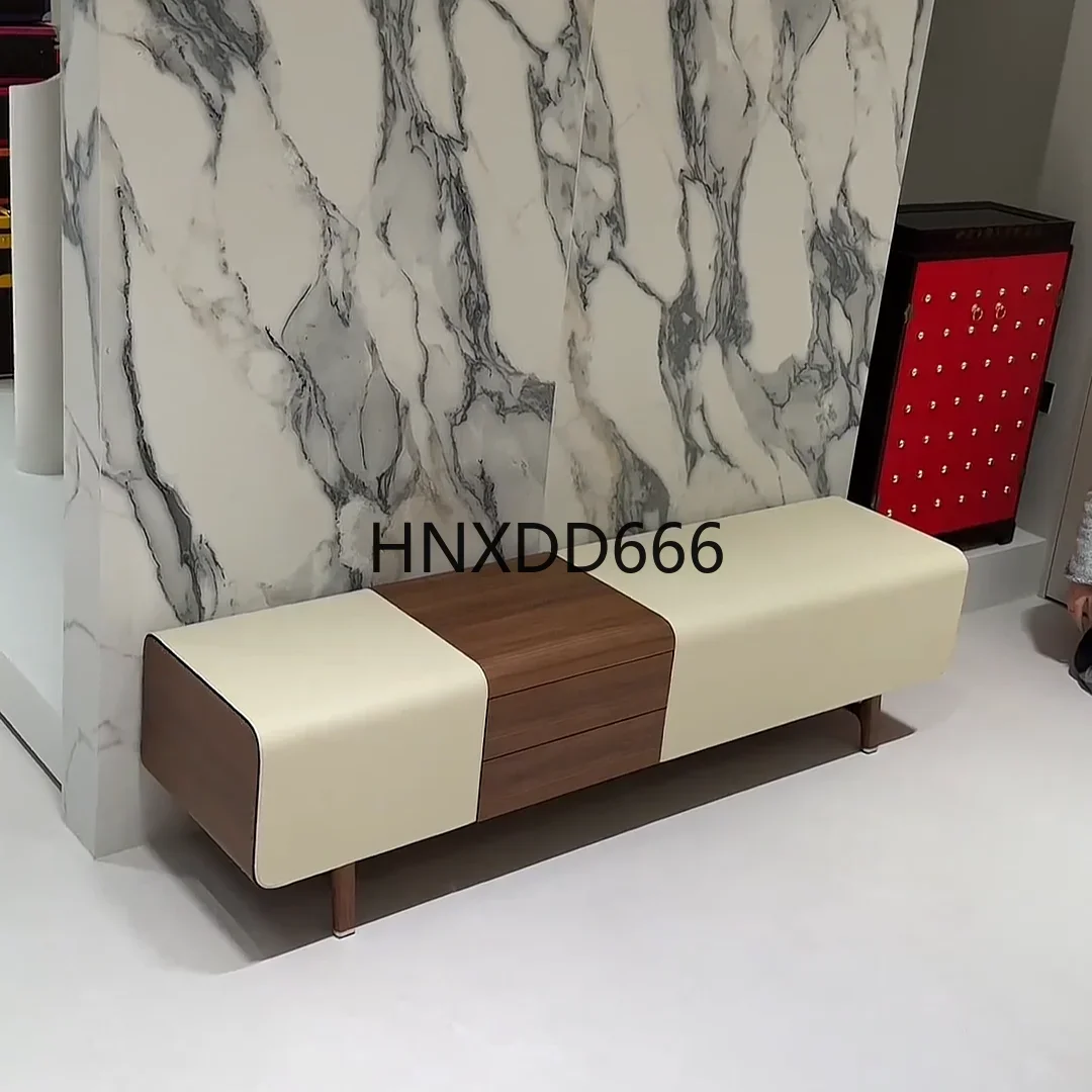 New Chinese light luxury solid wood storage shoe changing stool