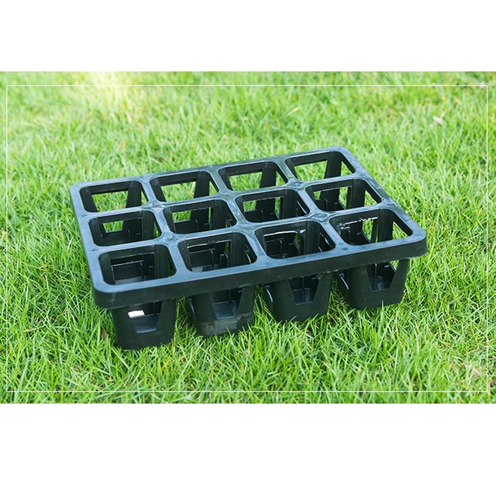 

3pcs 12-Grid Plastic Flowerpot Tray Multi-Compartment Succulent Holder Water-Storable Breathable Planter Stand For Small Plants