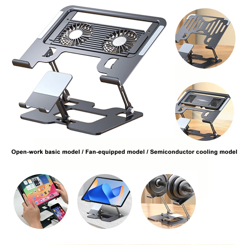 2-in-1 Foldable Laptop Tablet Stand Riser with Phone Holder Adjustable Riser Sturdy and Portable Fits All Laptops and Phone