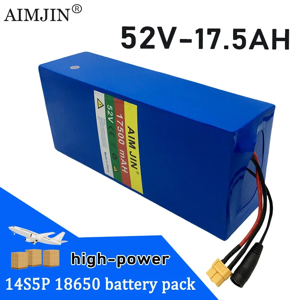 

52V 14S5P 17500mAh 18650 1500W lithium battery, high-power suitable for electric bicycles, scooters+58.8V 2A charger