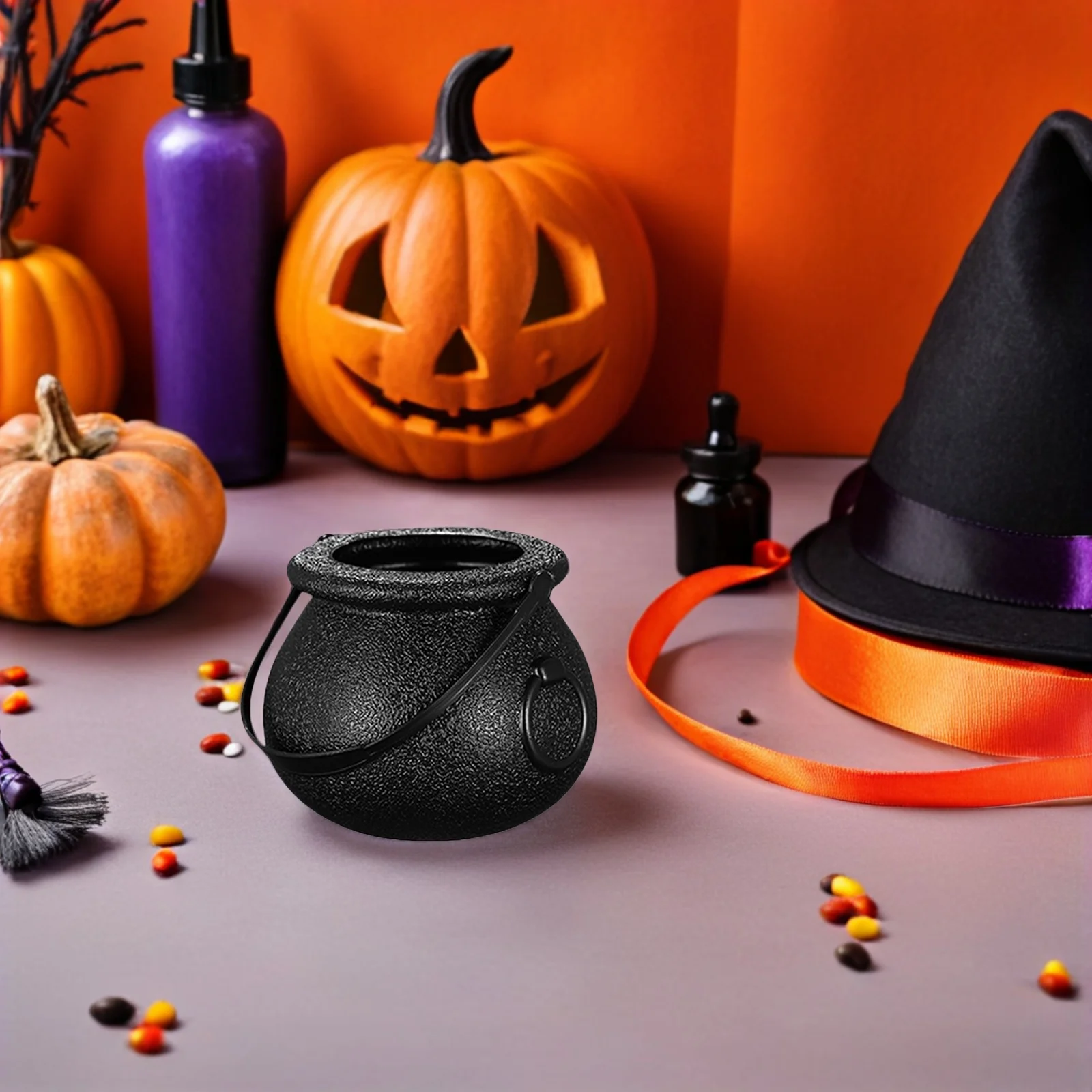 

12Pcs Halloween Candy Cauldrons Classic Mini Plastic Buckets Candy Containers Halloween Pot