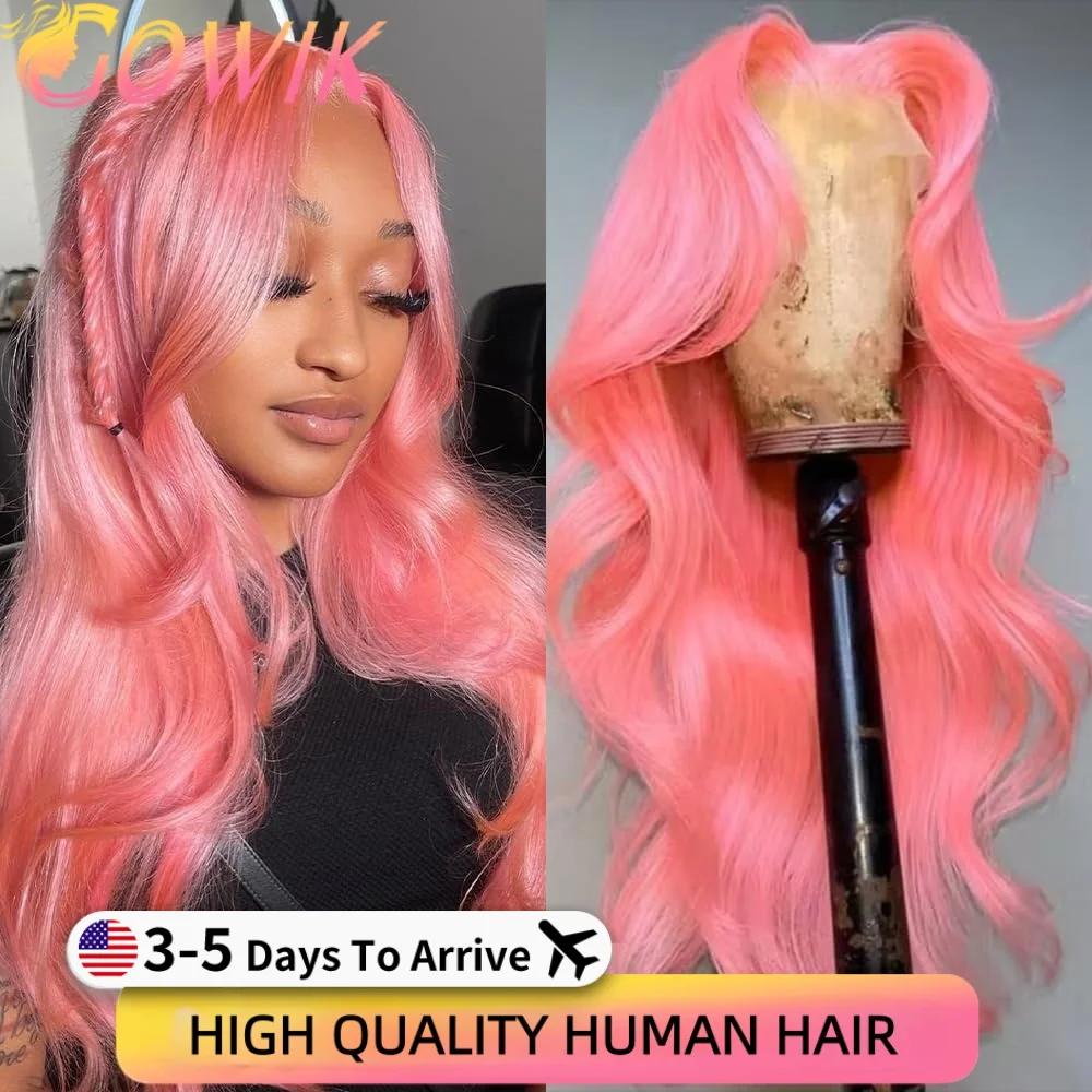 

Розовый парик из натуральных волос с эффектом Body Wave, 13x6 HD, прозрачный кружевной фронтальный парик из натуральных волос, окрашенный парик из натуральных волос с кружевной основой для женщин