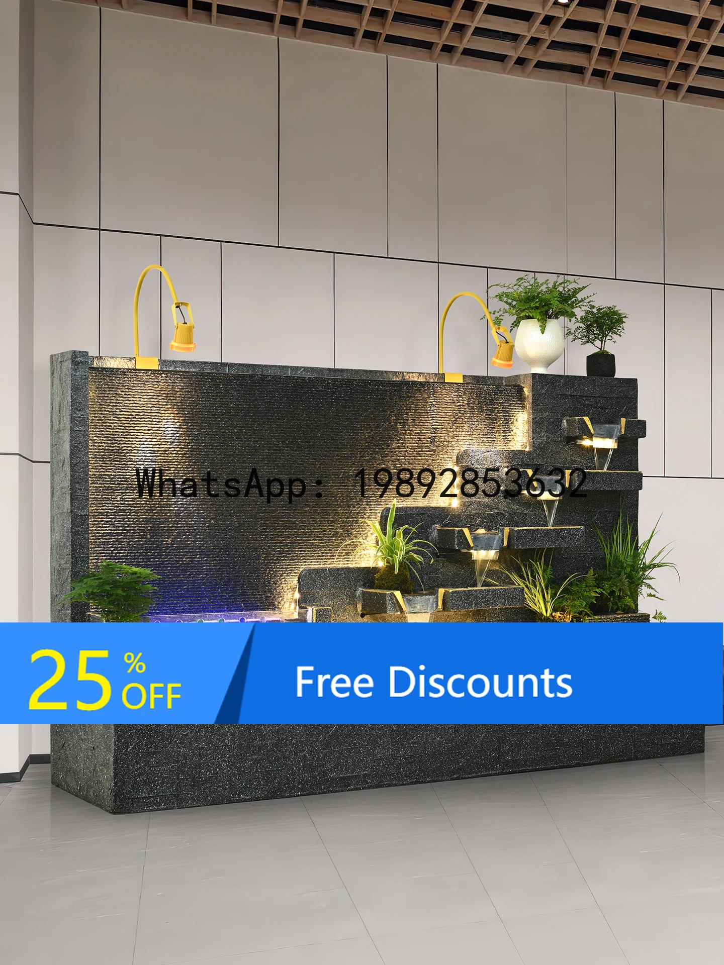 Z4  Water Curtain Wall Wealth-Attracting Creative Outdoor Balcony Circulating Water Villa Wealth-Attracting Landscape Decoration