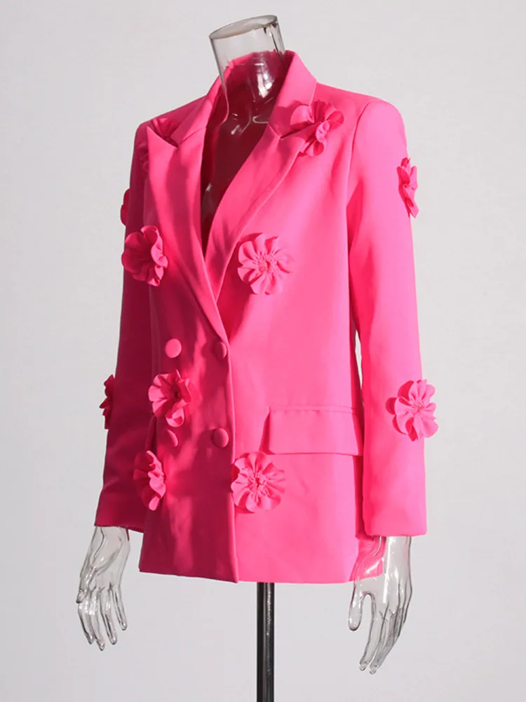 ZMEENNA Three-dimensional Flower Single-breasted Solid Color 2024 Summer New Elegant Chic Design Women's Blazer XF2643