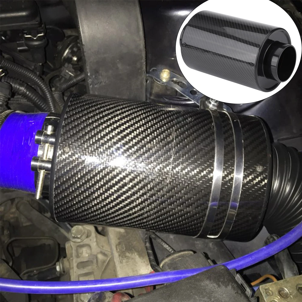3 بوصة 1 مجموعة العالمي ألياف الكربون فلتر الهواء البارد تغذية السيارة المغلقة كمية الأنابيب التعريفي خرطوم عدة #5