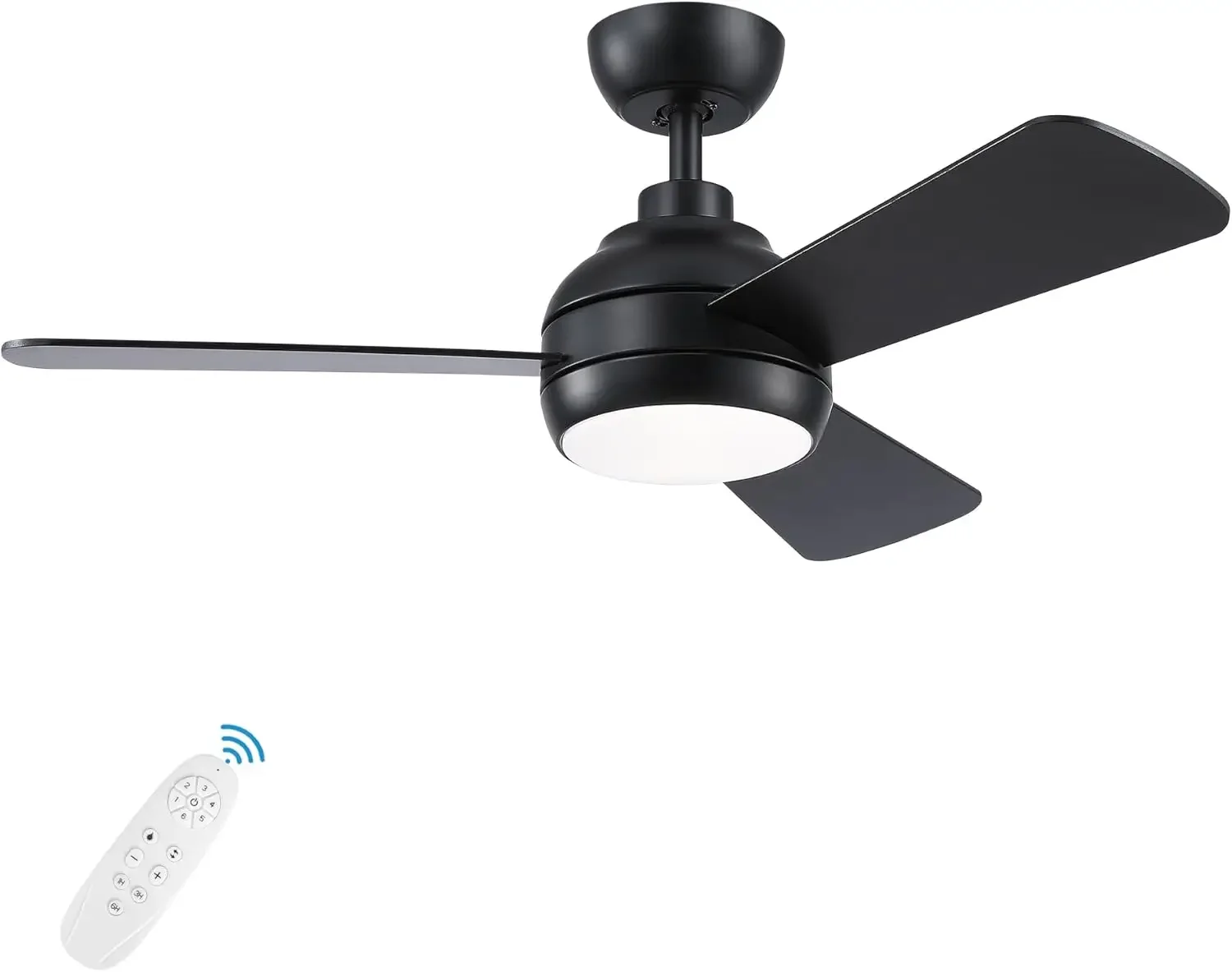 

Modern Black 52 Inch Ceiling Fan with Light, Remote Control, and Dimmable DC Motor - Quiet Operation, 6 Speeds - Sleek and Styli