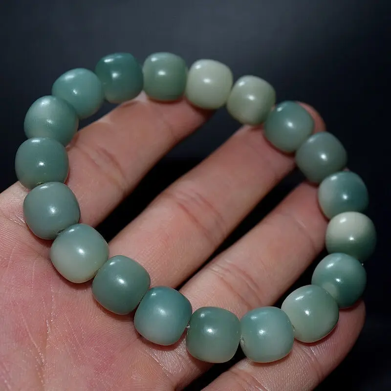 

Pure natural white jade bodhi root soft bracelet, hand-twisted Buddhist beads for meditation