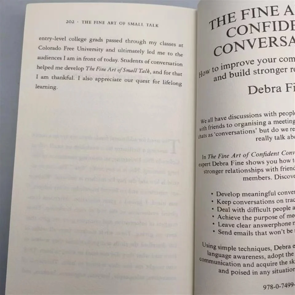 The Fine Art of Small Talk By Debra Fine come avviare una conversazione In qualsiasi situazione libro di lingue di apprendimento