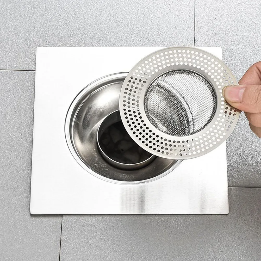 

2Pcs Stainless Steel Drain Strainer Rust Proof Flat Hair Catcher Shower Drain Cover Kitchen Sink Strainer Mesh Basket