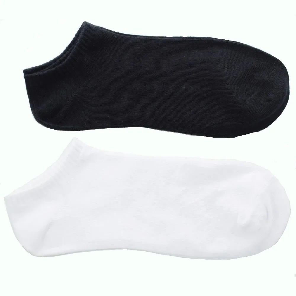 12PCS=6pairs elite 43, 44,45,46 summer short low cut black white boat socks men breathable cotton ankle socks Calcetines Meias