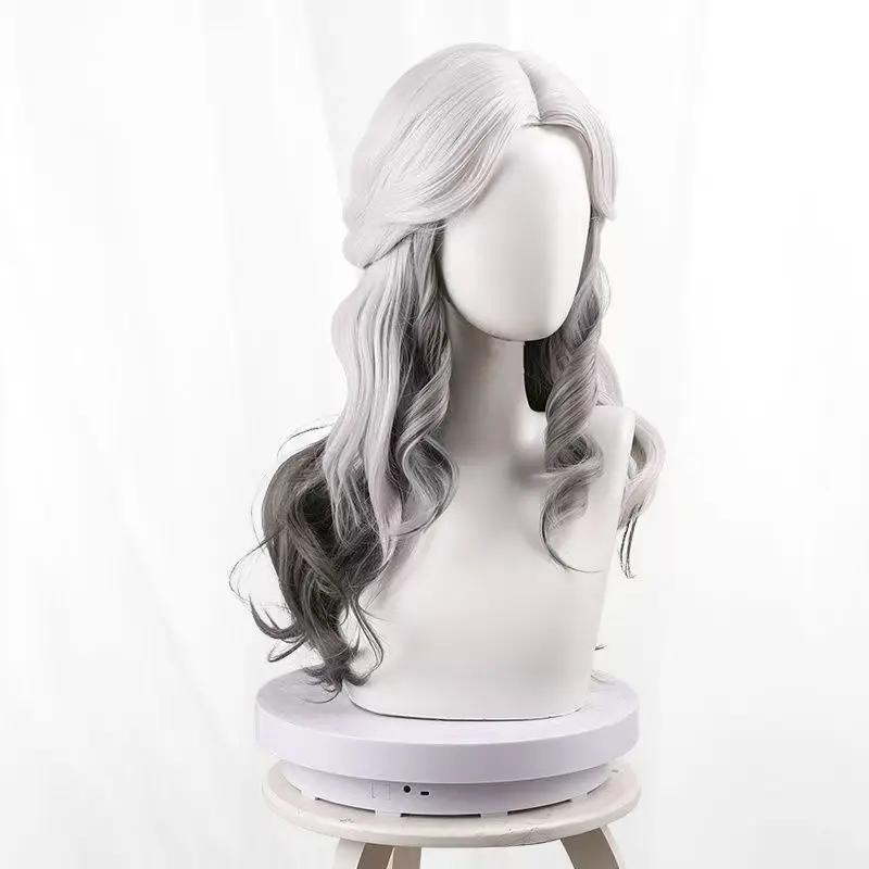Anime Identity V Psychologist Long Night Cosplay Wig Gradient Long Curly Hair Heat Resistant Synthetic Fiber Wig With Rose Net