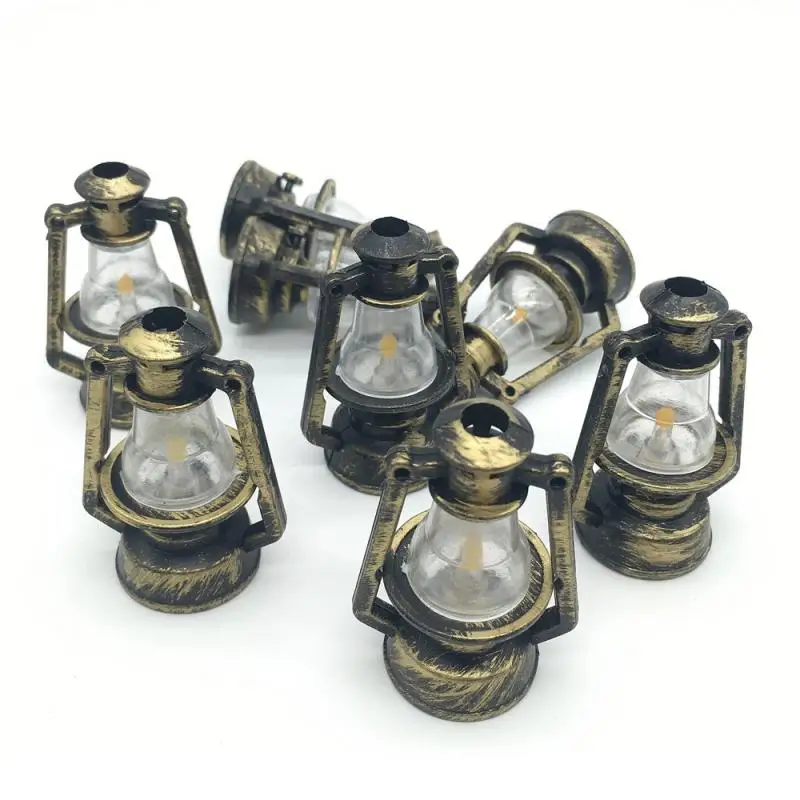 5/10PCS 37x54mm Mini dekoracje latarni nafty miniaturowe ozdoby z fałszywego lampa naftowa bajki akcesoria ogrodowe rzemiosło dekoracyjne