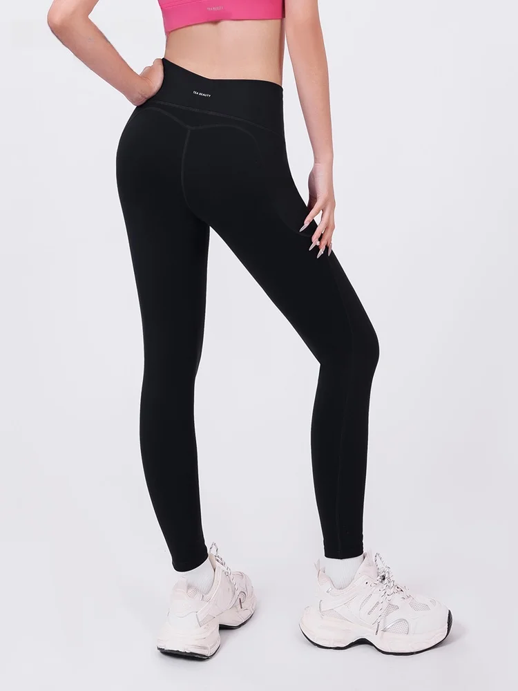 Hohe Taille Fce gefütterte Yogahose Damen Herbst Winter Neun Punkte Outdoor Wear Sport Pilates Fitn Hose