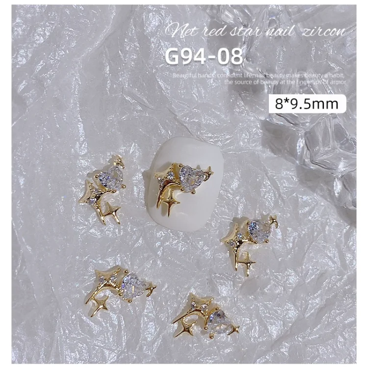 5 PCS Nail art Stern Astral Zirkon Metall Licht Luxus Super Flash Zirkon Bohrer Maniküre Zubehör