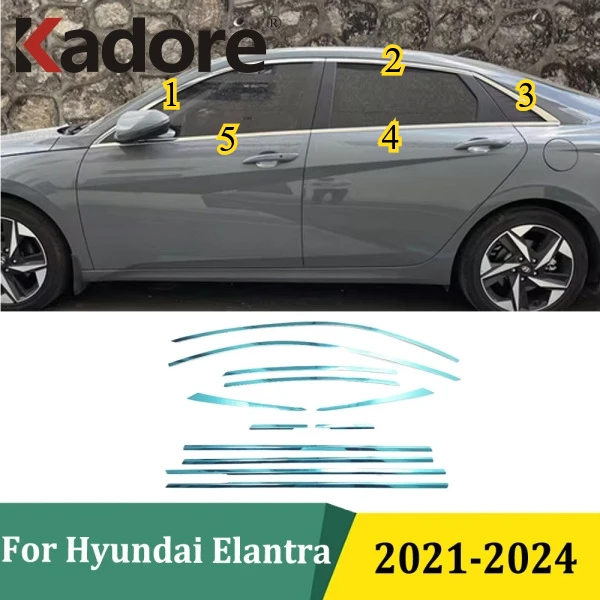 

For Hyundai Elantra 2021 2022 2023 2024 Stainless Steel Window Frame Protector Cover Trim Decoration Exterior Car Accessories