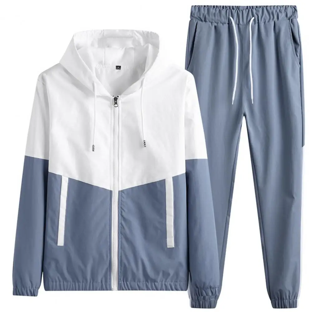 New Spring Men Casual Sets Mens Hooded Tracksuit Sportswear Jackets+Pants 2 Piece Sets Hip Hop Running Sports Suit 3XL