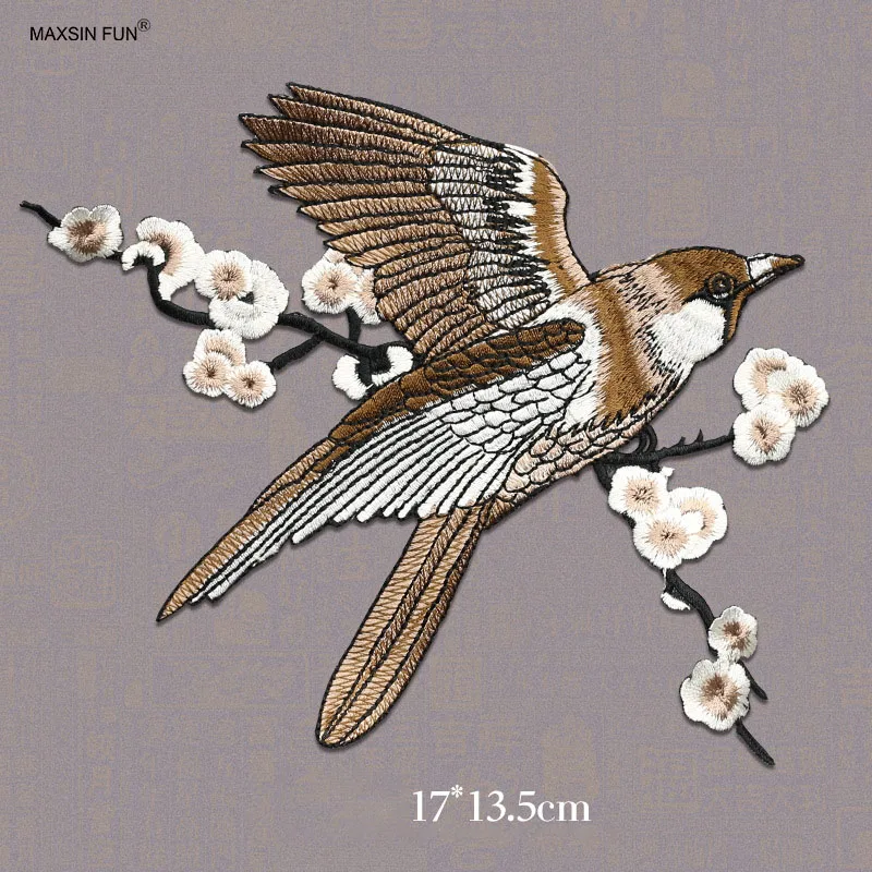 1 Piece Big Size Iron on Bird Fabric Patch Cute Animal Stickers for Clothing Bag DIY Decoration Accessories Applique