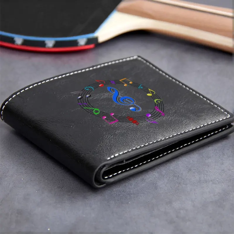 Portafoglio in pelle PU premium con design di note musicali per uomo e donna, leggero e durevole, accessorio alla moda per tutti i giorni