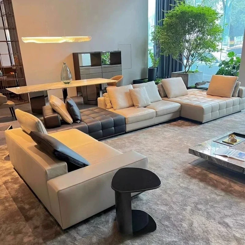 Minimal large apartment flat-floor module sofa combination