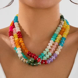 Ingemark Bohemian Colorful Acrylic Beads Choker Necklace for Women Fashion Statement Clavicle Chain Aesthetic Y2K Neck Jewelry