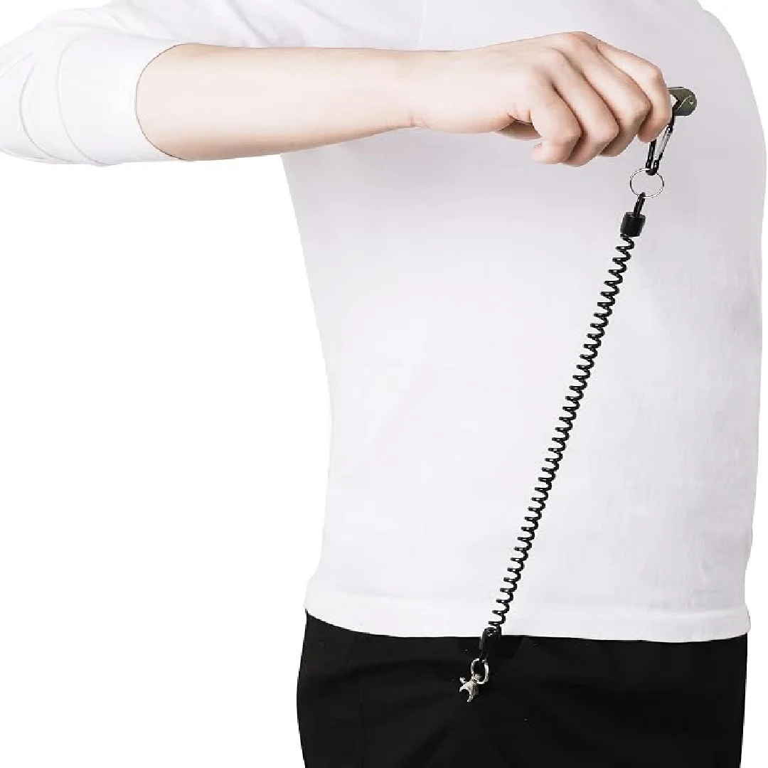 Spring Coil Spiral Stretch Chain Keychain Retractable Anti-Loss Lanyard Safety Ropes Elastic Wrist Band With Snap Hook Key Ring